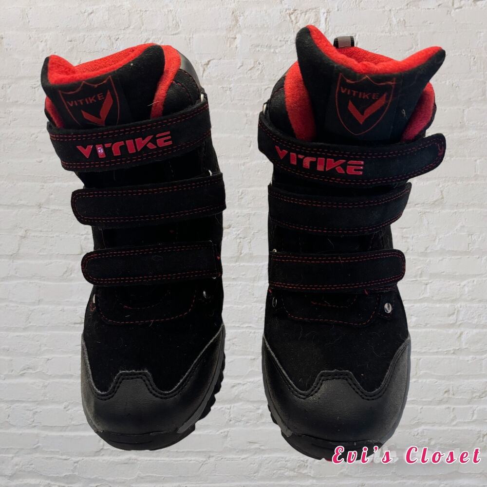 Vitike Red Black Snow Hiking Boots Youth US Sz 4 Winter Outdoor Boots (69)